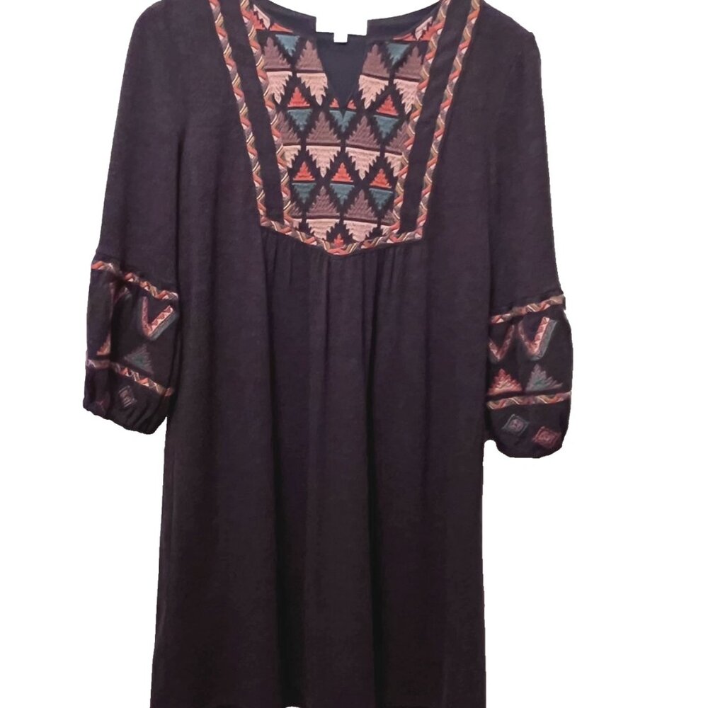 Anthropologie THML Sweater Dress S Embroidered Astec Lined Boho Hippie
